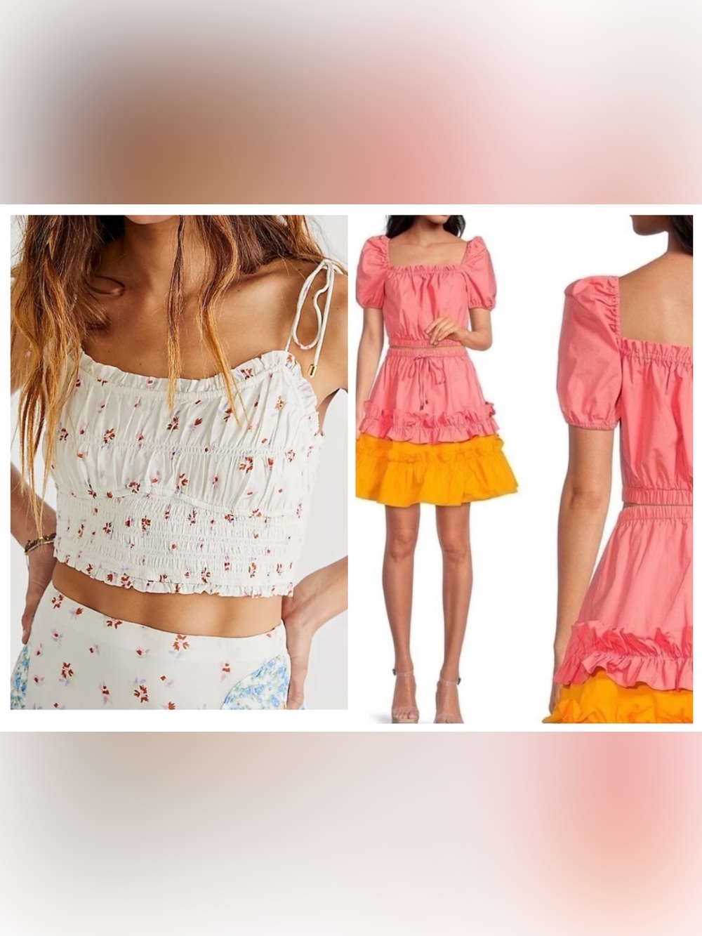 2 Tops Bundle Free People LDT Pink Cropped Blouse boho lot revolve Nordstrom sm
